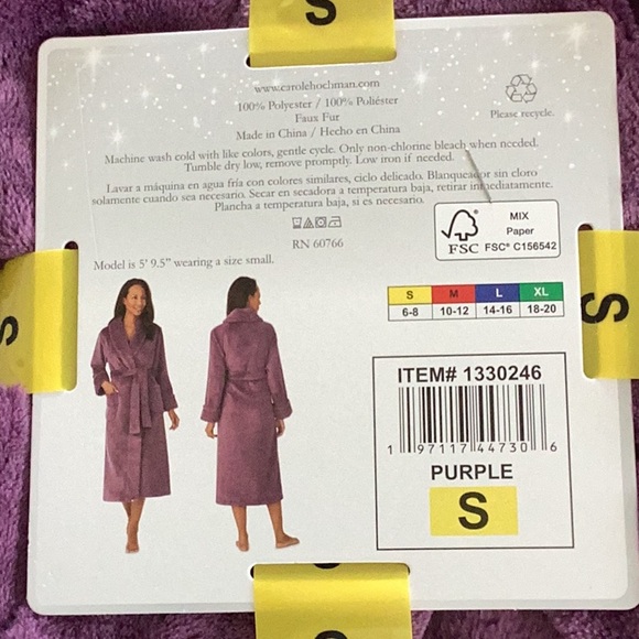 Carole Hochman ladies long plush wrap robe S - Picture 7 of 7